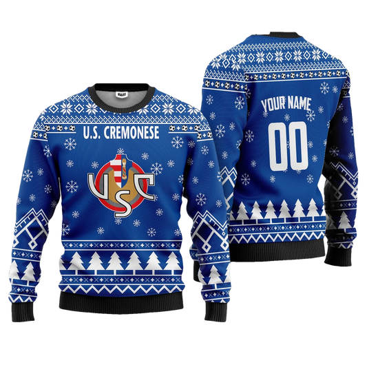 U.S. Cremonese Personalized Ugly Christmas Sweater Blue Version ? Usalast