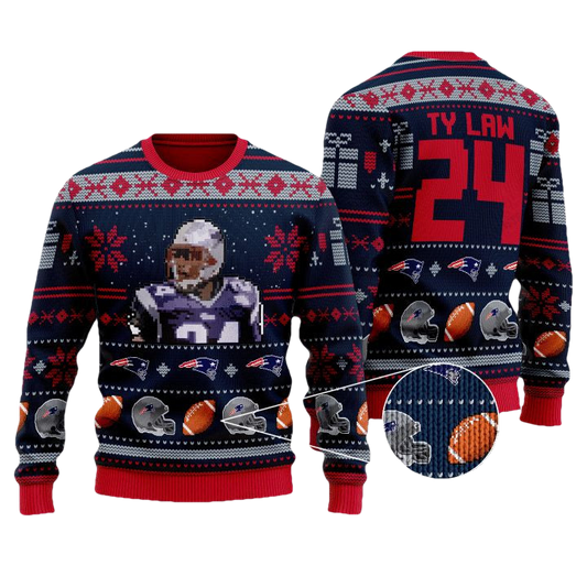 Ty Law 24 New England Patriots Nfl Christmas Sweater ? Usalast