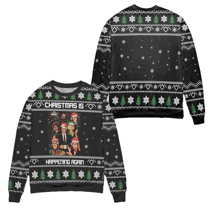 Twin Peaks Christmas is Happening Again Snowflake Pattern Ugly Christmas Sweater ? Black ? Usalast