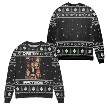 Twin Peaks Christmas is Happening Again Snowflake Pattern Ugly Christmas Sweater ? Black ? Usalast