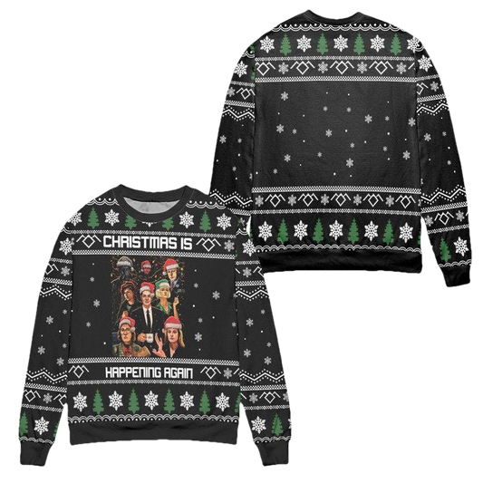 Twin Peaks Christmas is Happening Again Snowflake Pattern Ugly Christmas Sweater ? Black ? Usalast