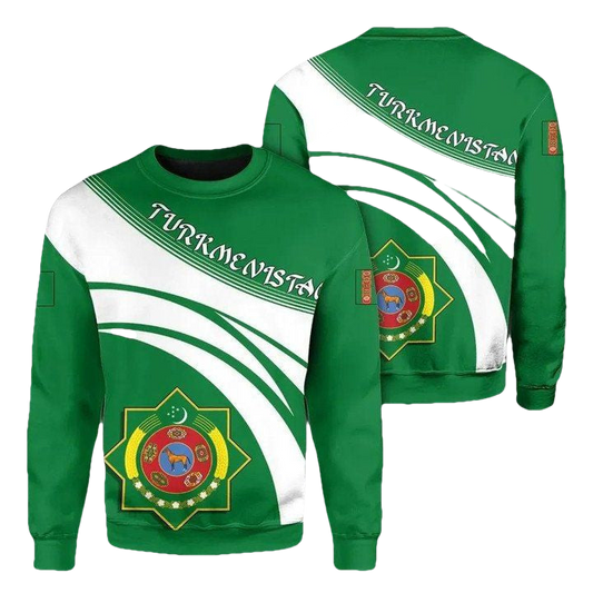 Turkmenistan Coat Of Arms Sweater Cricket Style J5W ? Usalast