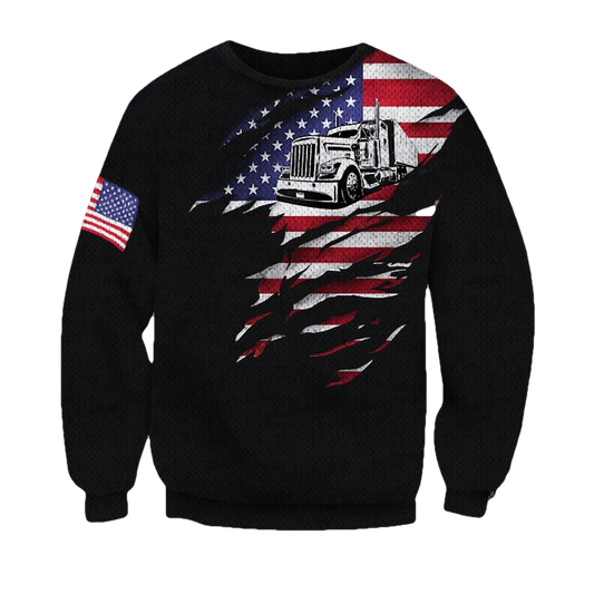 Truck American Flag 3D Sweater Pride Truck Driver Sweater Winter Gift Truck Driver Gift ? Usalast