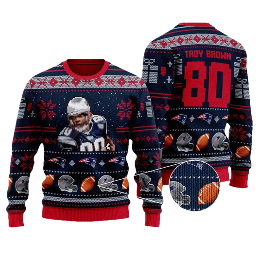 Troy Brown 80 New England Patriots Nfl Christmas Sweater ? Usalast