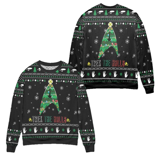 Trek The Halls Star Trek Christmas Tree Ugly Christmas Sweater ? Usalast