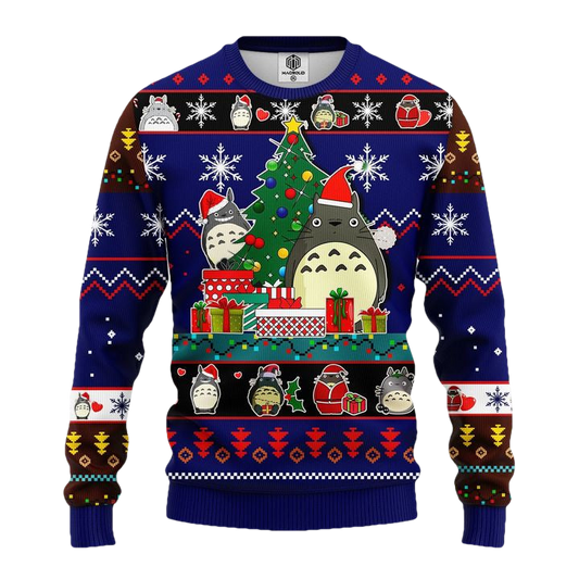 Totoro Ghibli Noel Ugly Christmas Sweater Blue 1 Amazing Gift Idea Thanksgiving Gift ? Usalast