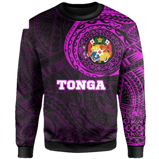Tonga In My Heart Tattoo Style Sweater Pink Knitted Long-Sleeved Sweater A7 ? Usalast