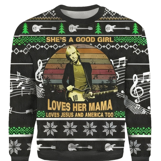 Tom Petty Loves Her Mama Loves Jesus And America Too Vintage Ugly Xmas 3D Sweater ? Usalast