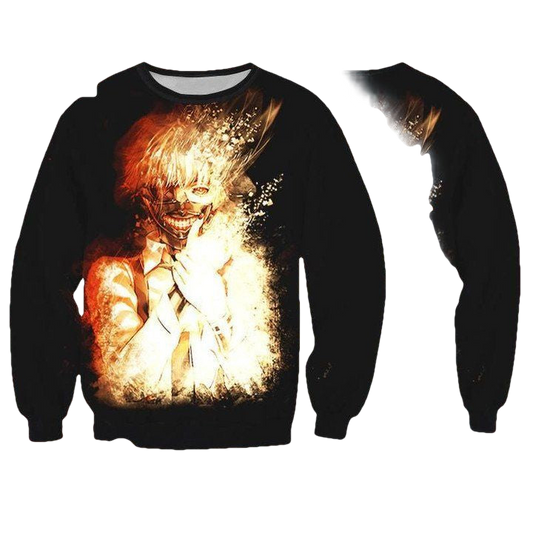 Tokyo Ghol Sweater ? Kaneki Ken In Fire 3D Printed Sweater ? Usalast