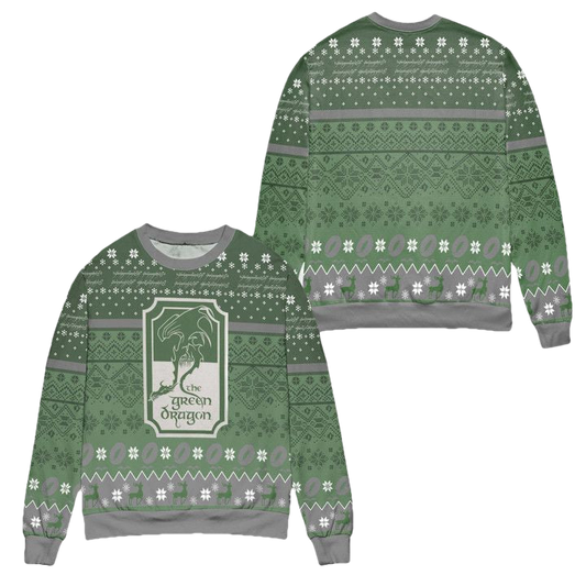 The Green Dragon Lord Of The Rings Snowflake Pattern Ugly Christmas Sweater ? Green ? Usalast
