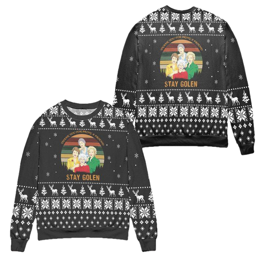 The Golden Girls Thank You for Being A Friend Snowflake Pattern Ugly Christmas Sweater ? Black ? Usalast