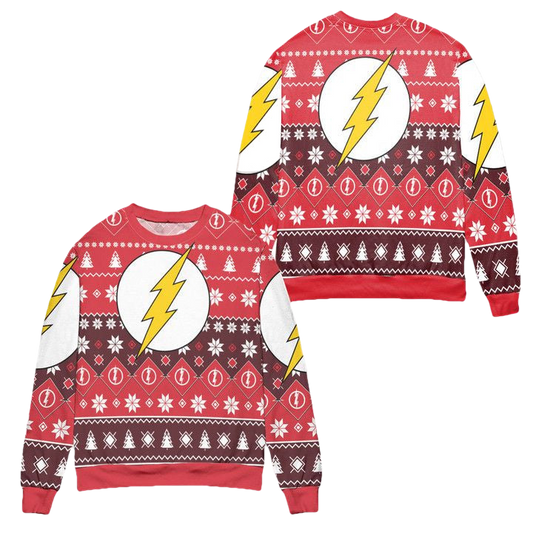 The Flash Logo DC Christmas Pattern Ugly Christmas Sweater ? Red ? Usalast