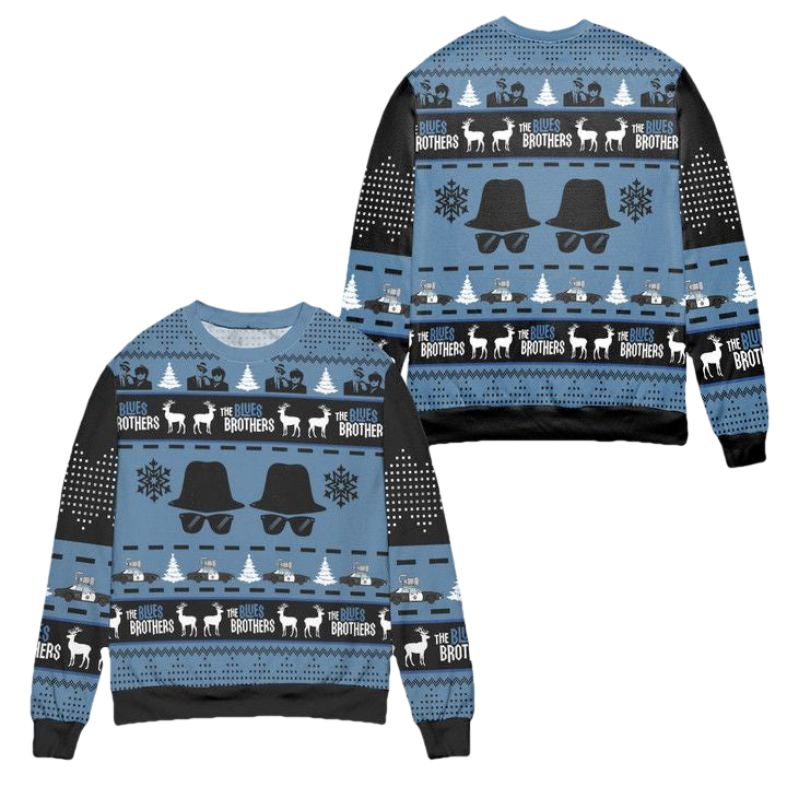 The Blues Brothers Snowflake Ugly Christmas Sweater ? Black Blue ? Usalast