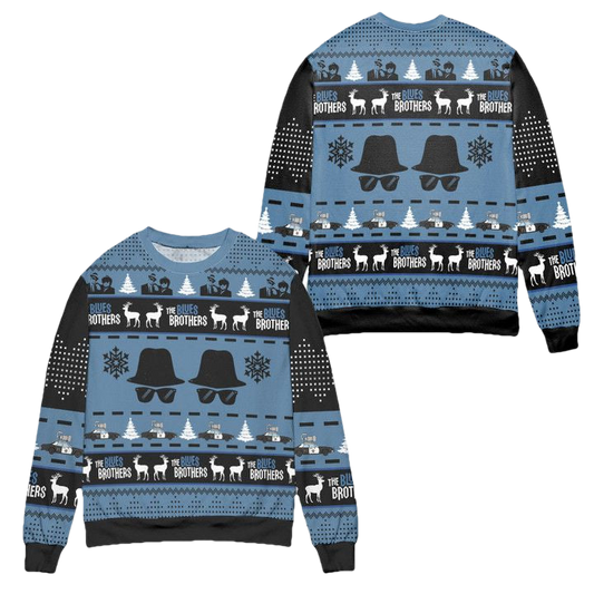 The Blues Brothers Snowflake Ugly Christmas Sweater ? Black Blue ? Usalast