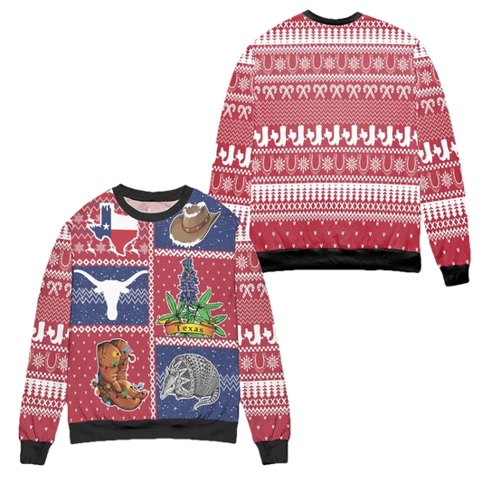 Texas State Signature Ugly Christmas Sweater ? Red ? Usalast
