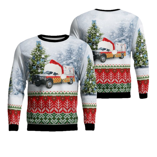 Texas San Marcos Hays County EMS Christmas AOP Sweater ? Usalast