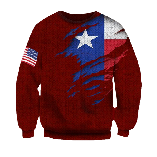 Texas Flag And American Flag 3D Sweater Proud Texan Sweater Winter Gifts Unisex Clothes ? Usalast