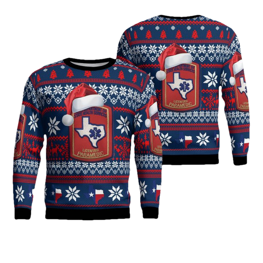 Texas Department Of State Health Services EMT Licensed Paramedic Christmas Sweater 3D ? Usalast