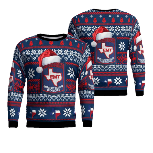 Texas Department Of State Health Services EMT Christmas Sweater 3D ? Usalast