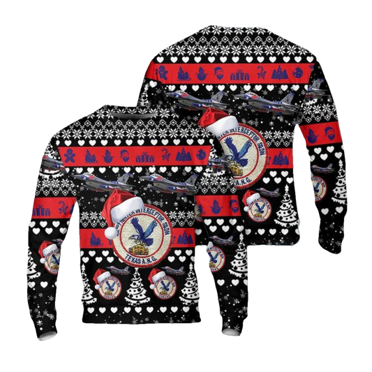Texas Air National Guard 182d Fighter Squadron F-16 Fighting Falcon Christmas AOP Sweater ? Usalast