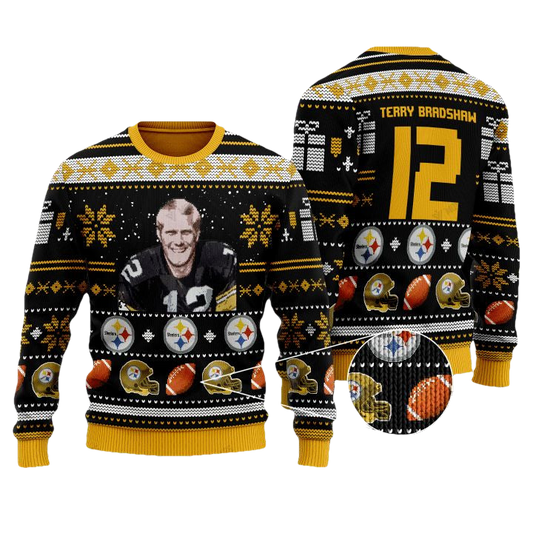 Terry Paxton Bradshaw 12 Pittsburgh Steelers Nfl Christmas Sweater ? Usalast
