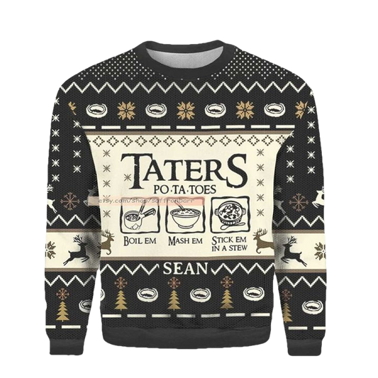 Taters Black Merry Christmas 2022 3D Sweater ? Usalast