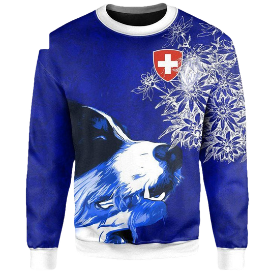 Switzerland Sweater Bernese Mountain Dog And Edelweiss Knitted Long-Sleeved Sweater A7 ? Usalast