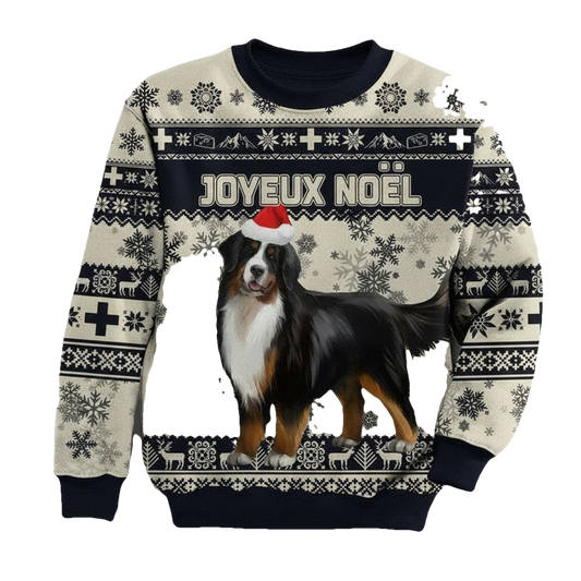 Switzerland Christmas Sweater Bernese Mountain Dog Unique ? Beige Navy K8 ? Usalast