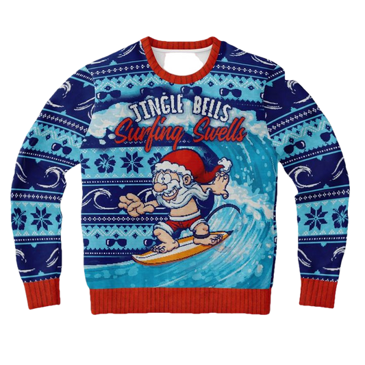 Surfing Santa Funny Santa Xmas 3d Ugly Christmas Sweater ? Usalast