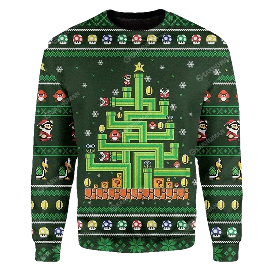 Super Mario Sewer Line Mushroom Ugly Sweater ? Usalast