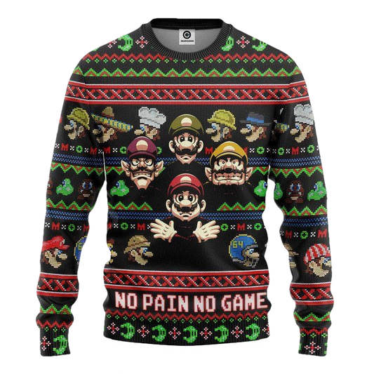 Super Mario No Pain No Game Christmas Sweater ? Usalast