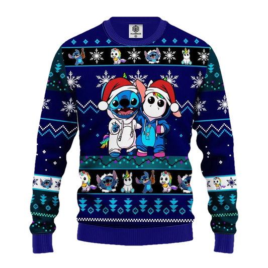 Stitch Unicorn Ugly Christmas Sweater Blue 1 Amazing Gift Idea Thanksgiving Gift ? Usalast
