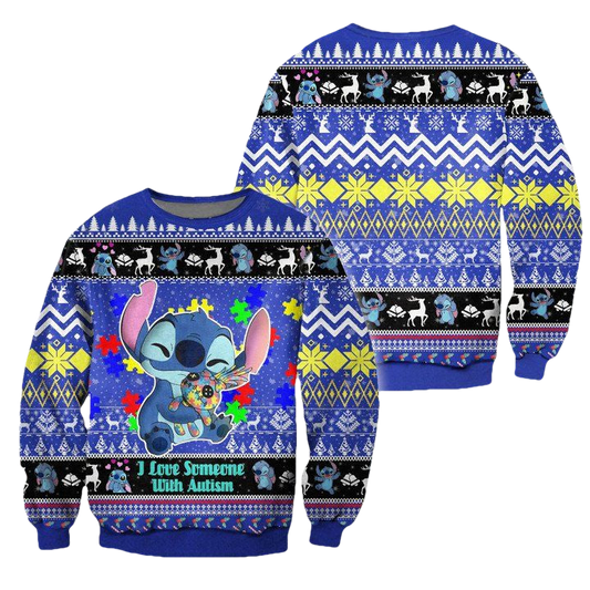 Stitch I Love Someone With Autism Wool Sweater Christmas Gift ? Usalast