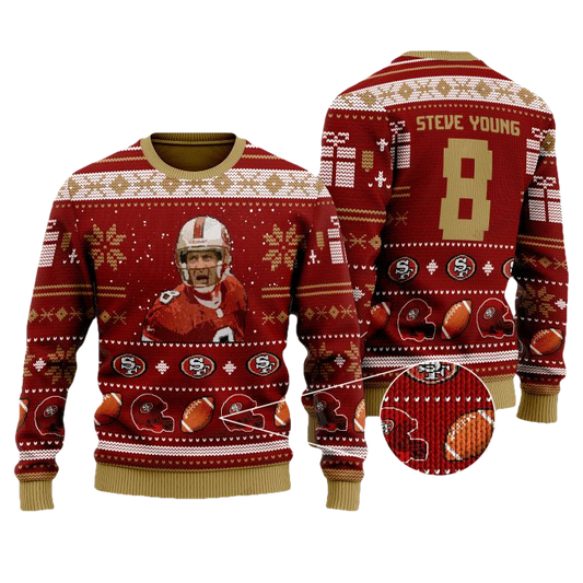 Steve Young 8 San Francisco 49Ers Nfl Christmas Sweater ? Usalast