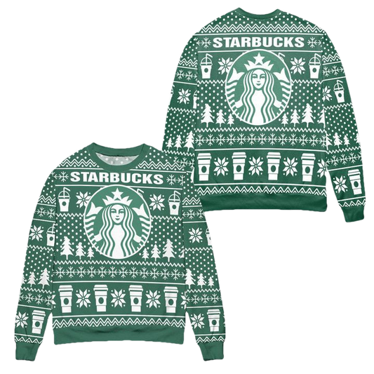 Starbucks Logo Christmas Pattern Ugly Christmas Sweater ? Green ? Usalast