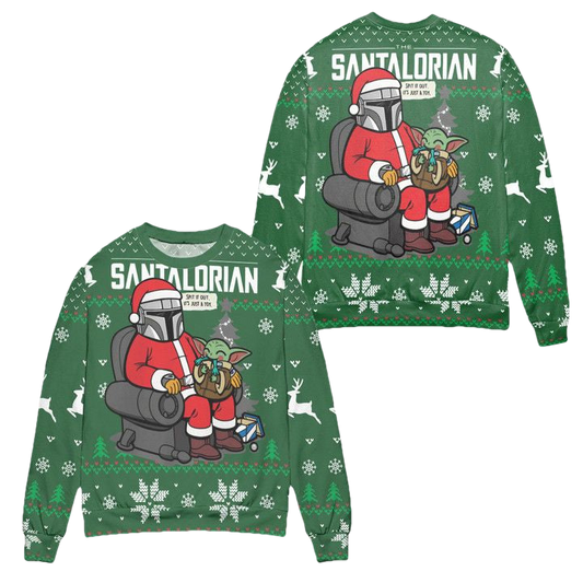 Star Wars Santalorian Baby Yoda Snowflake Ugly Christmas Sweater ? Green ? Usalast