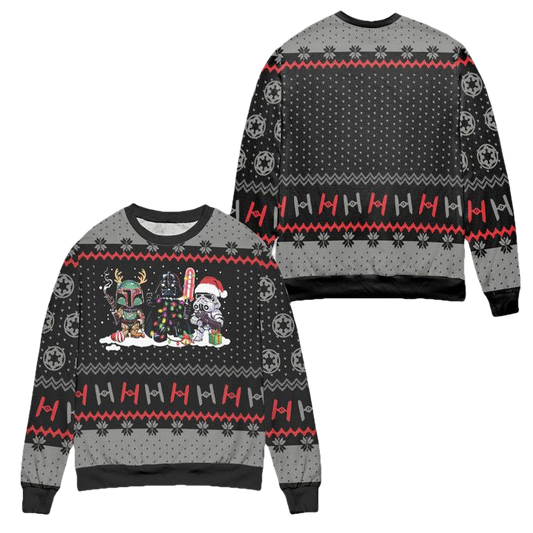 Star Wars Darth Vader Stormtrooper Boba Fett Xmas Pattern Ugly Christmas Sweater ? Black ? Usalast