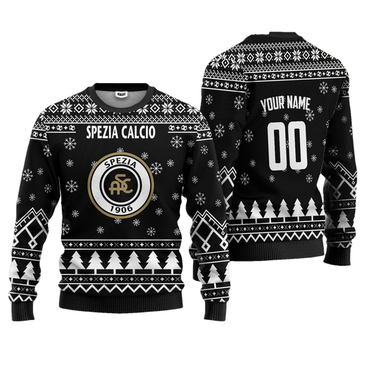Spezia Calcio Personalized Ugly Christmas Sweater Black Version ? Usalast