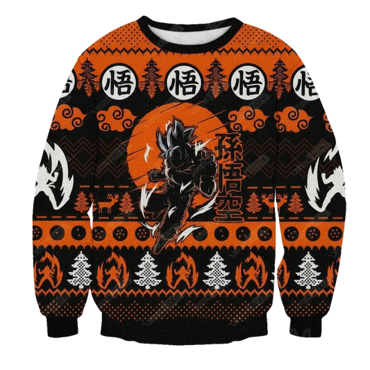 Songoku Super Saiyan Fighting Dragon Ball 3D Christmas Knitting Pattern Sweater 3D Hoodie Sweater Tshirt ? Usalast
