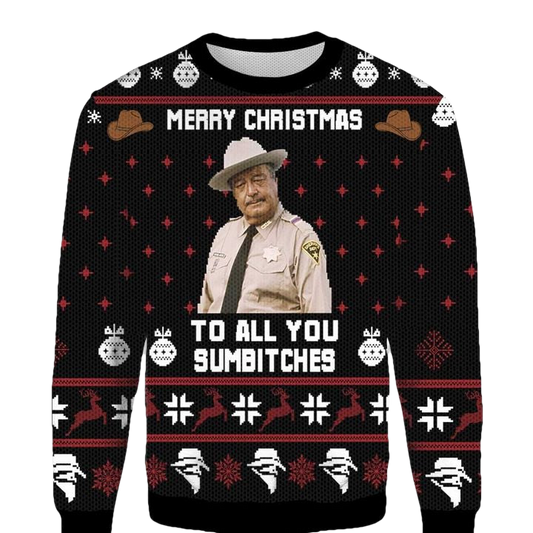 Smokey And The Bandit Merry Christmas To All You Sumbitches Ugly 3D Sweater ? Usalast