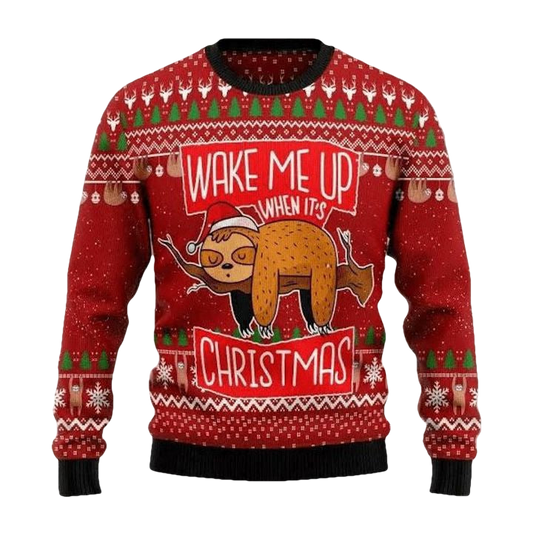 Sloth Wake Me Up When Its Christmas All Over Print 3D Sweater ? Usalast