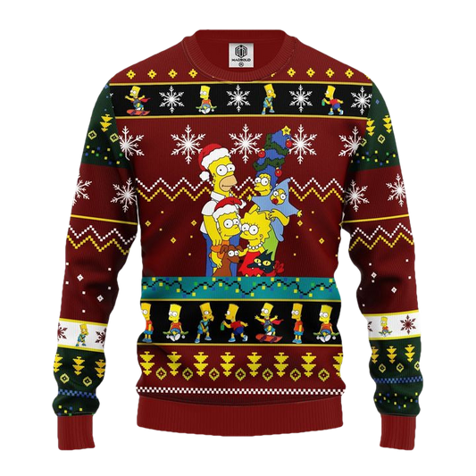 Simpson Family Ugly Christmas Sweater Red Brown 1 Amazing Gift Idea Thanksgiving Gift ? Usalast