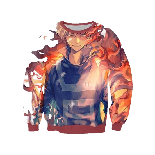 Shoto Todoroki Fire Sweater ? My Hero Academia 3D Printed Sweater ? Usalast