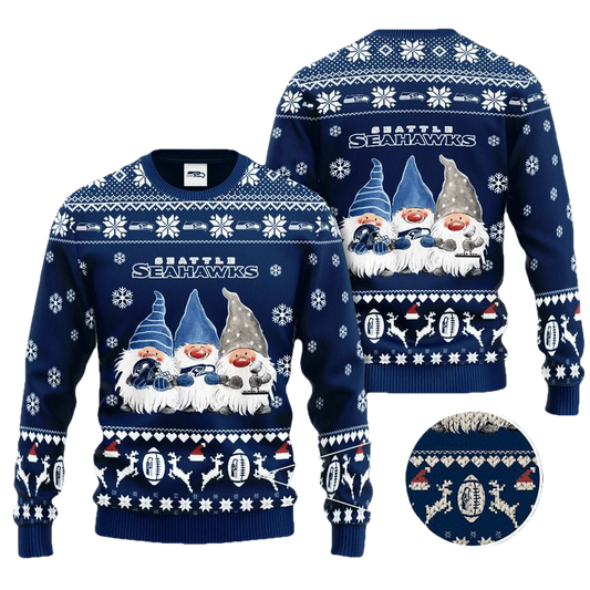 Seattle Seahawks Gnome De Noel Christmas Ugly Sweater ? Usalast