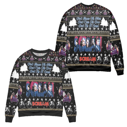 Scream Dont Answer The Phone Pine Tree Ugly Christmas Sweater ? Black ? Usalast