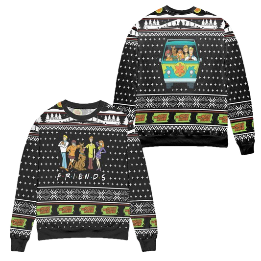 Scooby Doo Crew Friends Snowflake Pattern Ugly Christmas Sweater ? Black ? Usalast