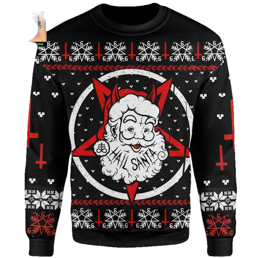 Satanic Christmas Sweater Hail Santa ? Usalast