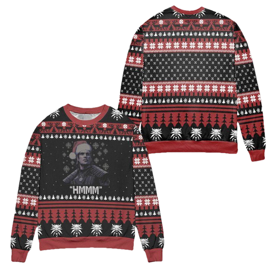Santa Witcher Hmmm Ugly Christmas Sweater ? Black Red ? Usalast