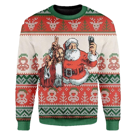 Santa And Jesus Christmas Personalized Unisex 3D Ugly Sweater ? Usalast