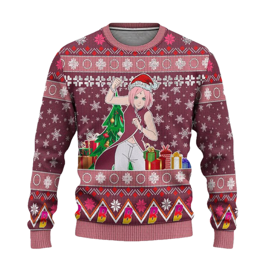 Sakura Uchiha Anime Ugly Christmas Sweater Custom Boruto Xmas Gift ? Usalast